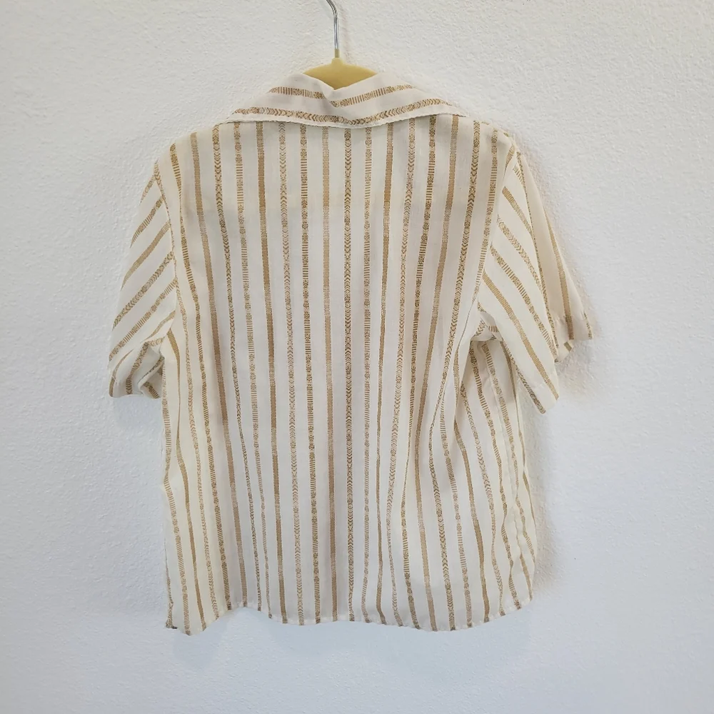 Vintage Girl Scouts White Striped Button Up Shirt Girls Size 7